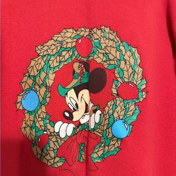 Disney Red Vintage Women's Mickey Mouse Holiday Sweatshirt - Size Medium - Picture 3 of 10